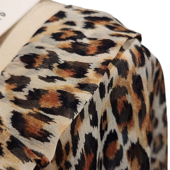 Joie Veron Silk Animal Leopard Print V-Neck Ruffle Blouse Top S - Picture 4 of 14